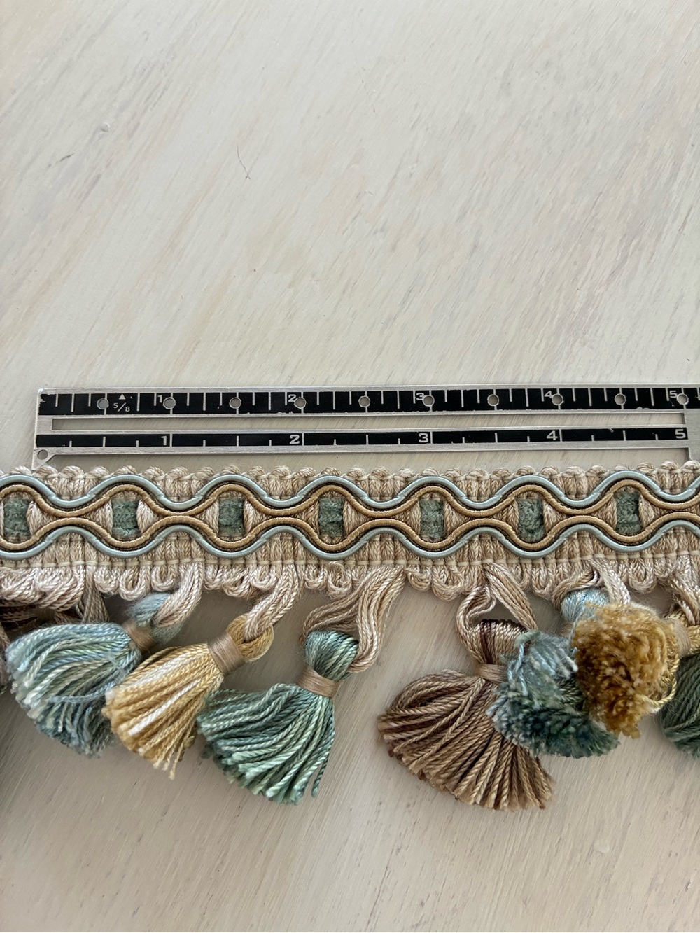 Decorative Tassel Trim by Conso, beige, blue, gold, green - Picture 7 of 10